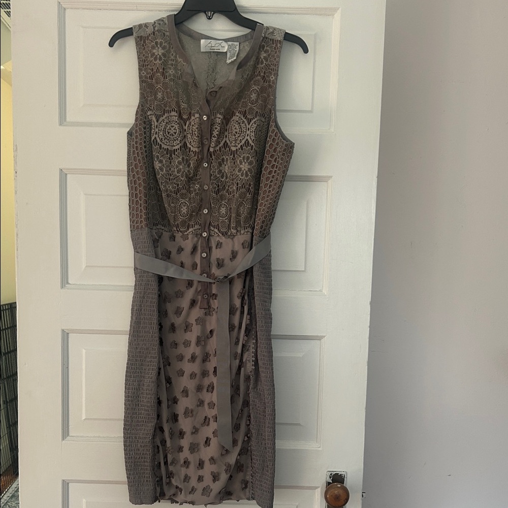 Byron Lars Elegant Sleeveless Grey Lace Dress